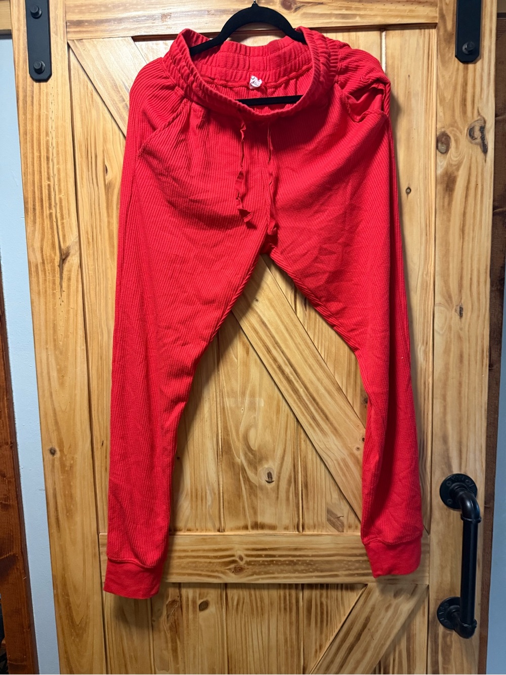 Comfort Ribbed Red Joggers with Drawstring Waist - Picture 1 of 4